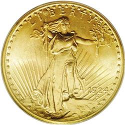 1924-D $20 MS64 PCGS. Despite a sizeabl