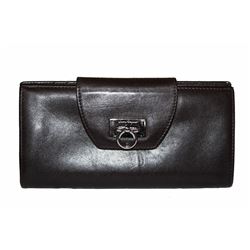 Salvatore Ferragamo Dark Brown Soft Leather Long Wallet