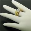 Image 3 : Estate 18k Yellow Gold E VVS2 1.01 ctw Pave Set Diamond Scalloped Ribbed Ring