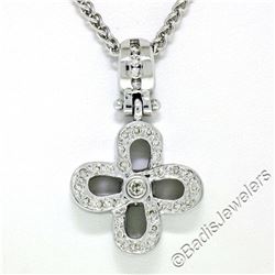 14kt White Gold 0.44 ctw Diamond Open Flower Pendant Necklace