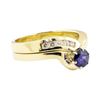 Image 1 : 0.94 ctw Blue Sapphire and Diamond Ring Set - 14KT Yellow Gold