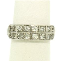 Platinum .65 ctw European & Single Cut Diamond Double Band Ring