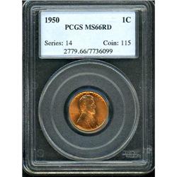 1950 Lincoln 1C PCGS MS66 R