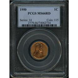 1950 Lincoln 1C PCGS MS66 R