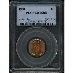 1950 Lincoln 1C PCGS MS66 R