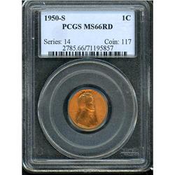 1950-S Lincoln 1C PCGS MS66 R