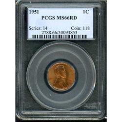 1951 Lincoln 1C PCGS MS66 R