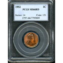 1952 Lincoln 1C PCGS MS66 R