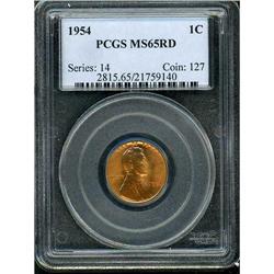 1954 Lincoln 1C PCGS MS65 R