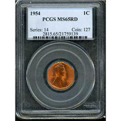 1954 Lincoln 1C PCGS MS65 R