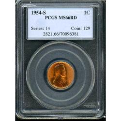 1954-S Lincoln 1C PCGS MS66 R