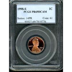 1998-S Lincoln 1C PCGS PF69 DC