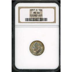 1957-D Roosevelt 10C NGC MS66