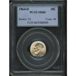1964-D Roosevelt 10C PCGS MS66