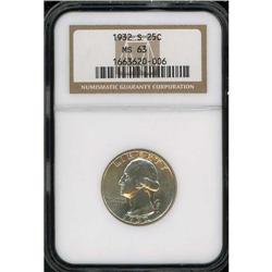 1932-S Washington Quarter Dollar NGC MS63
