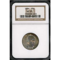 1934 Washington Quarter Dollar NGC MS65