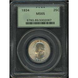 1934 Washington 25C PCGS MS65