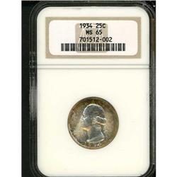 1934 Washington 25C NGC MS65