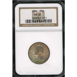 1934 Washington 25C NGC MS65