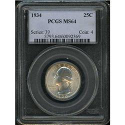 1934 Washington 25C PCGS MS64