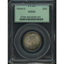 1934-D Washington 25C PCGS MS66