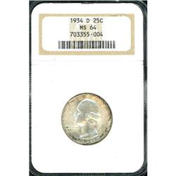 1934-D Washington 25C NGC MS64