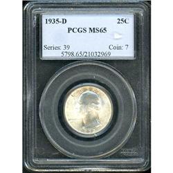 1935-D Washington 25C PCGS MS65