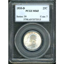 1935-D Washington 25C PCGS MS65