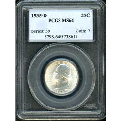 1935-D Washington 25C PCGS MS64