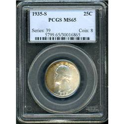 1935-S Washington 25C PCGS MS65