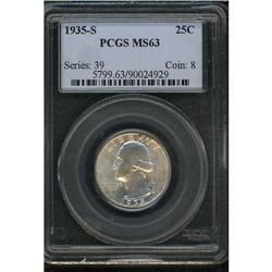 1935-S Washington 25C PCGS MS63