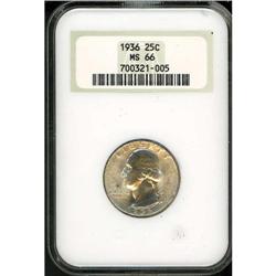 1936 Washington 25C NGC MS66
