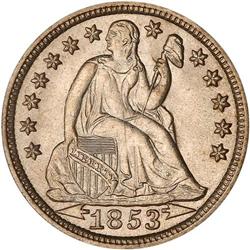 Lot 0729 1853 Liberty Seated 10C. Arrows PCGS MS65