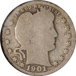 Lot 0772 1901-S Barber 25C ANACS AG3