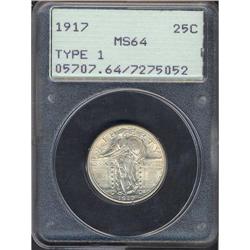 Lot 0777 1917 Liberty Standing 25C. Type 1 PCGS MS64