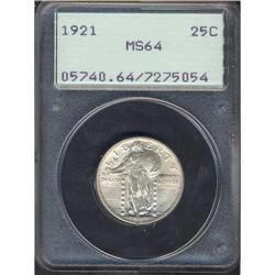 Lot 0782 1921 Liberty Standing 25C PCGS MS64