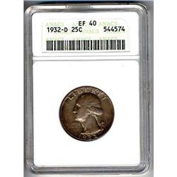 Lot 0787 1932-D Washington 25C ANACS EF40