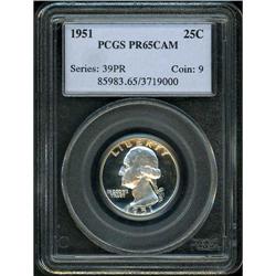 Lot 0790 1951 Washington 25C PCGS PF65 CAM