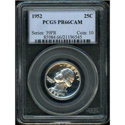 Lot 0791 1952 Washington 25C PCGS PF66 CAM