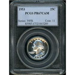 Lot 0792 1953 Washington 25C PCGS PF67 CAM