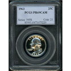 Lot 0802 1963 Washington 25C PCGS PF69 CAM