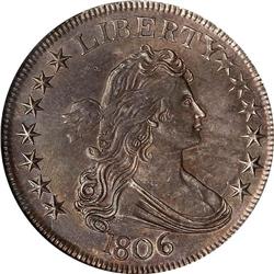 Lot 0805 1806 Bust 50C. Pointed 6, Stem ANACS MS61