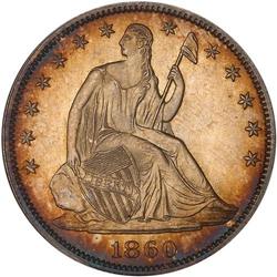 Lot 0809 1860 Liberty Seated 50C NGC MS65