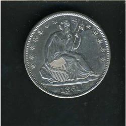 Lot 0811 1861-O Liberty Seated 50C MS63 RAW