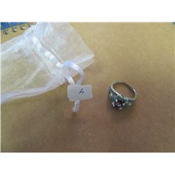 10 KT WHITE GOLD FILLED AMETHYST & BLUE TOPAZ RING