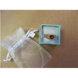 10 KT GOLD FILLED RAINBOW TOPAZ & PINK SAPPHIRE RING