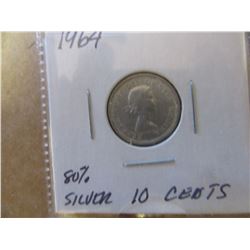 1964, 1965, & 1966 CANADA SILVER TEN CENT COINS (3)