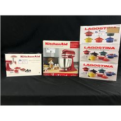 KITCHEN AID 5 QT STAND MIXER IN BOX  WITH KITCHEN AID METAL FOOD GRINDER