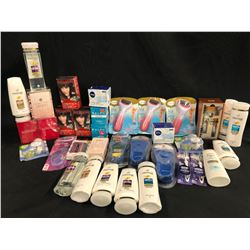 ASSORTED COSMETICS AND BEAUTY PRODUCTS INC. SHAMPOO, CONDITIONER, HAIR DYE, PERFUMES, AIR