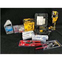 DEWALT DCF880B 1/2" IMPACT WRENCH, DW088 LASER CHALK LINE, DCS355 CORDLESS MULTI-TOOL WITH 20V